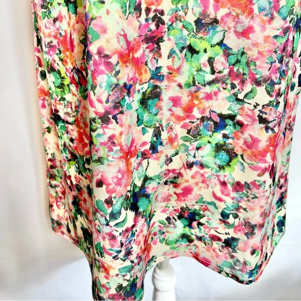 Mismash White Pink Floral Cap Sleeve Formal White Midi Dress Women’s Size Medium - Picture 5 of 16